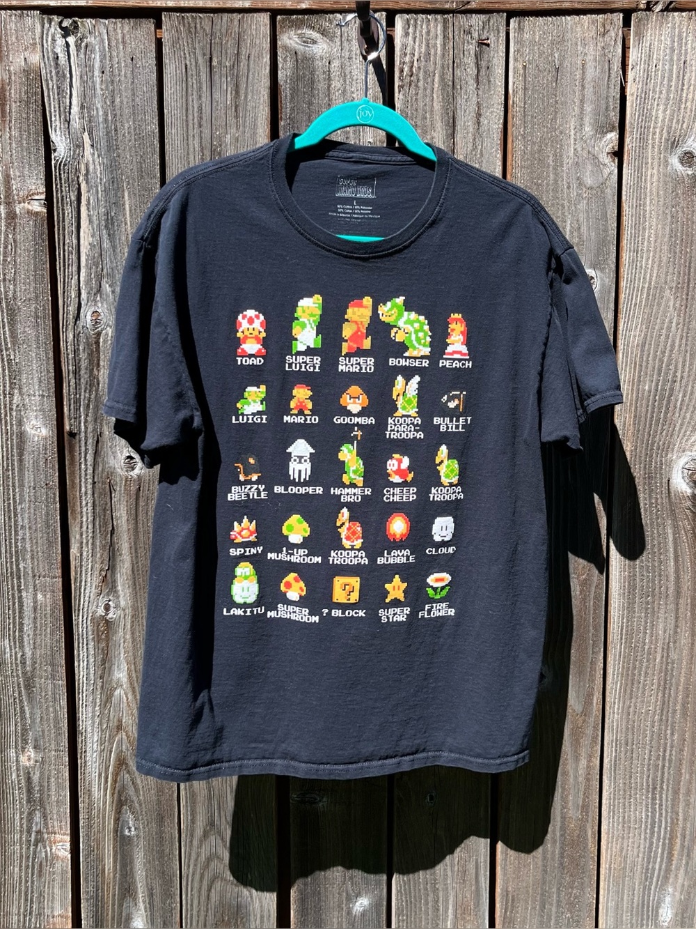 Nintendo Super Mario Bros. Black graphic tee shirt size large
